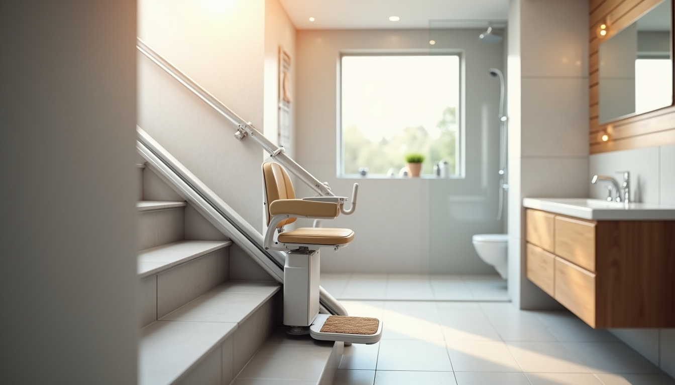 Monte-escalier installé dans une salle de bain à Plouzané
