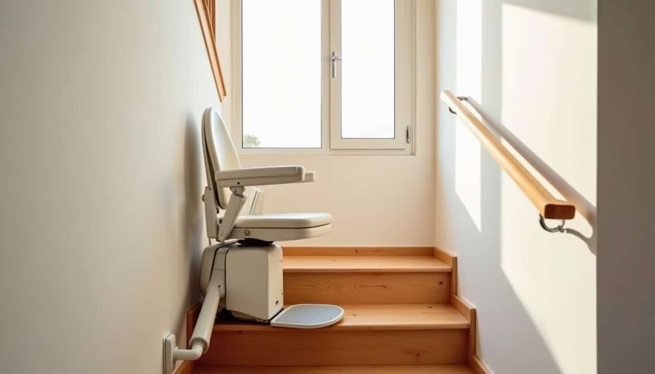 Monte-escalier installé sur un escalier droit dans une maison à Esnandes