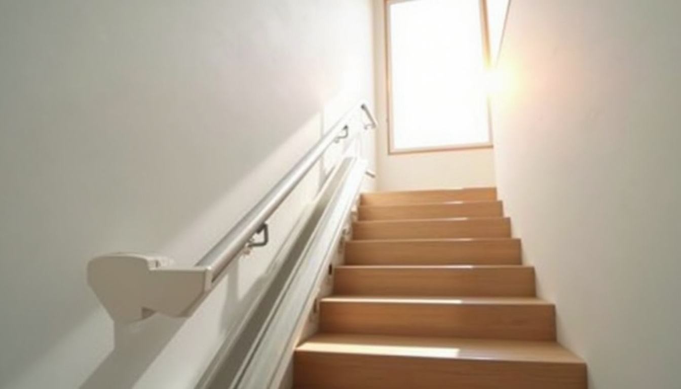 Monte-escalier installé sur un escalier droit dans une maison à Gouesnou