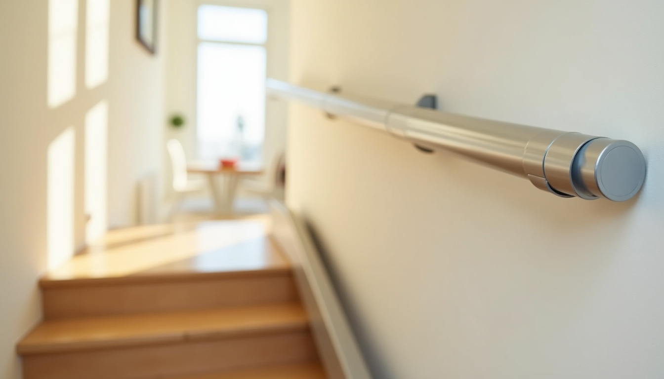 Monte-escalier installé sur un escalier droit dans une maison à Mesnils-sur-Iton