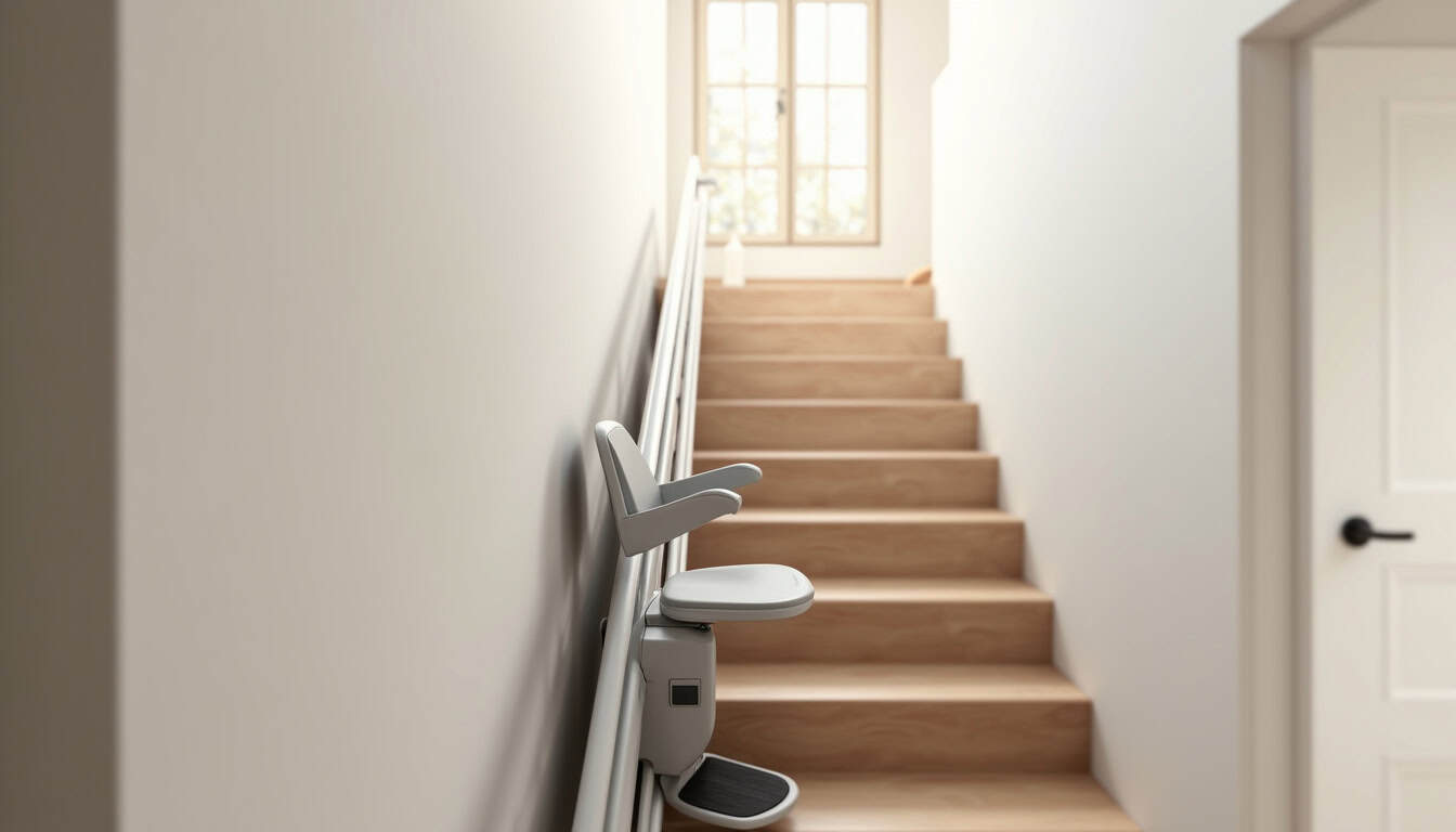 Monte-escalier installé sur un escalier intérieur droit