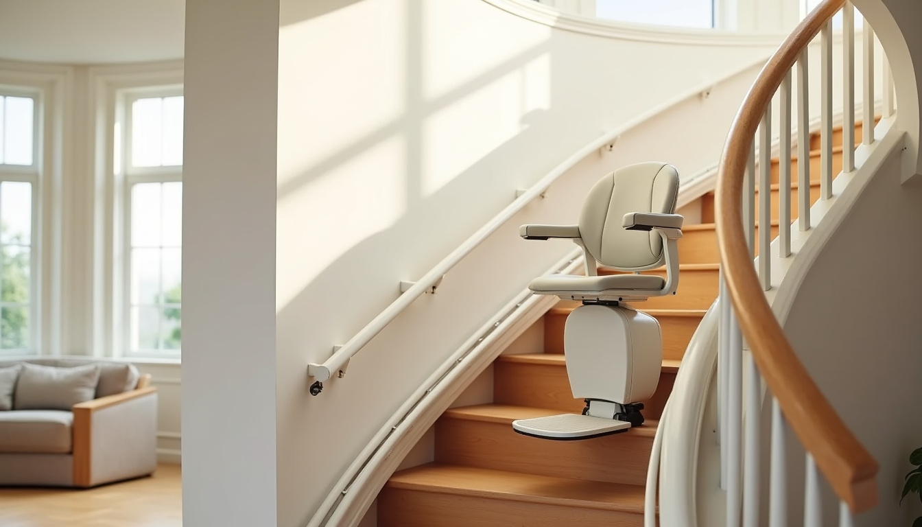 Monte-escalier installé sur une rampe d