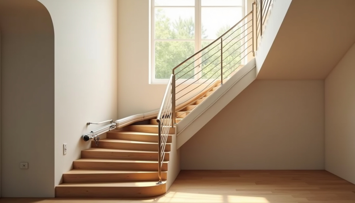 Monte-escalier intégré dans un escalier intérieur de maison à Thivars