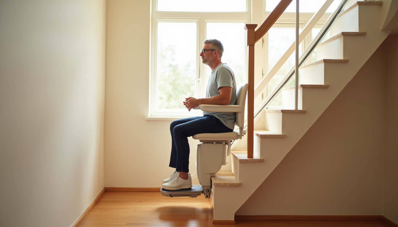 Monte-escalier intérieur avec siège en cours d