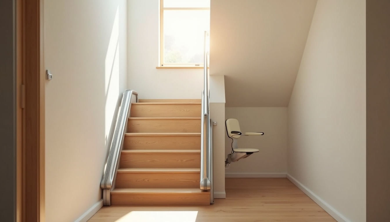 Monte-escalier intérieur droit installé dans une habitation à Le Pin