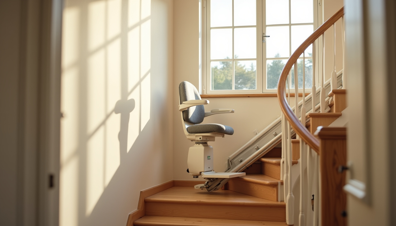 Monte-escalier intérieur en fonctionnement dans une maison à Chartrettes