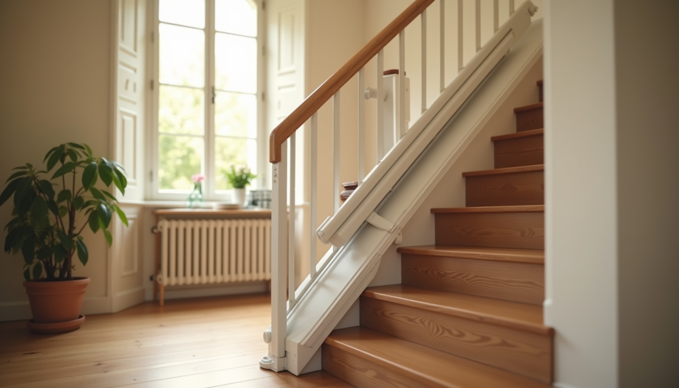 Monte-escalier intérieur installé dans une habitation à La Chapelle-Thouarault