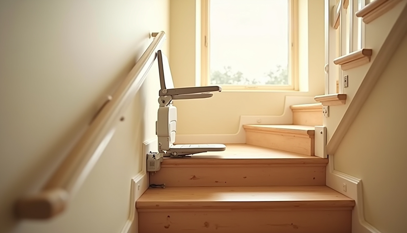 Monte-escalier intérieur installé dans une maison à Oye-Plage