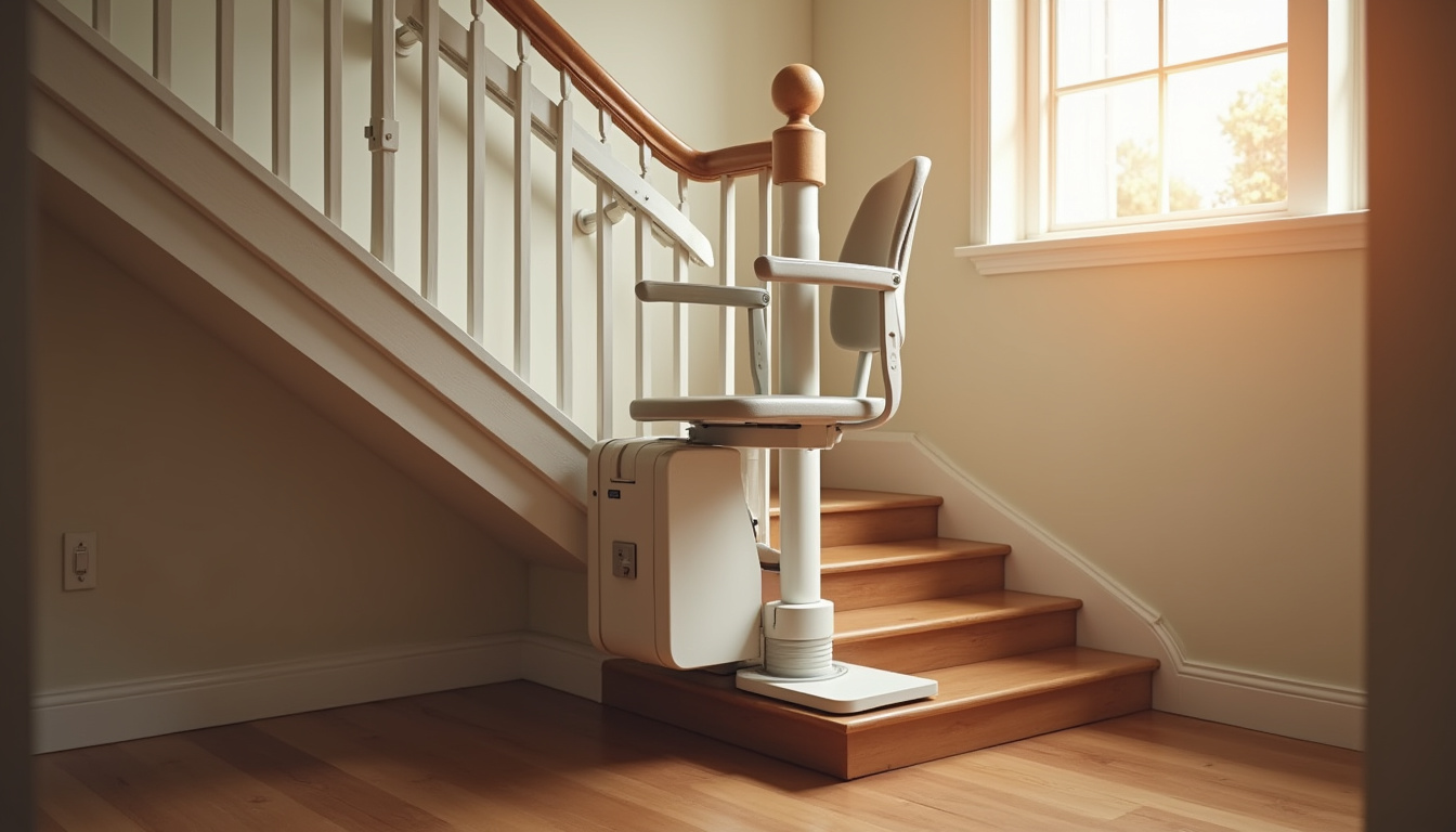 Monte-escalier intérieur installé dans une maison à Requeil