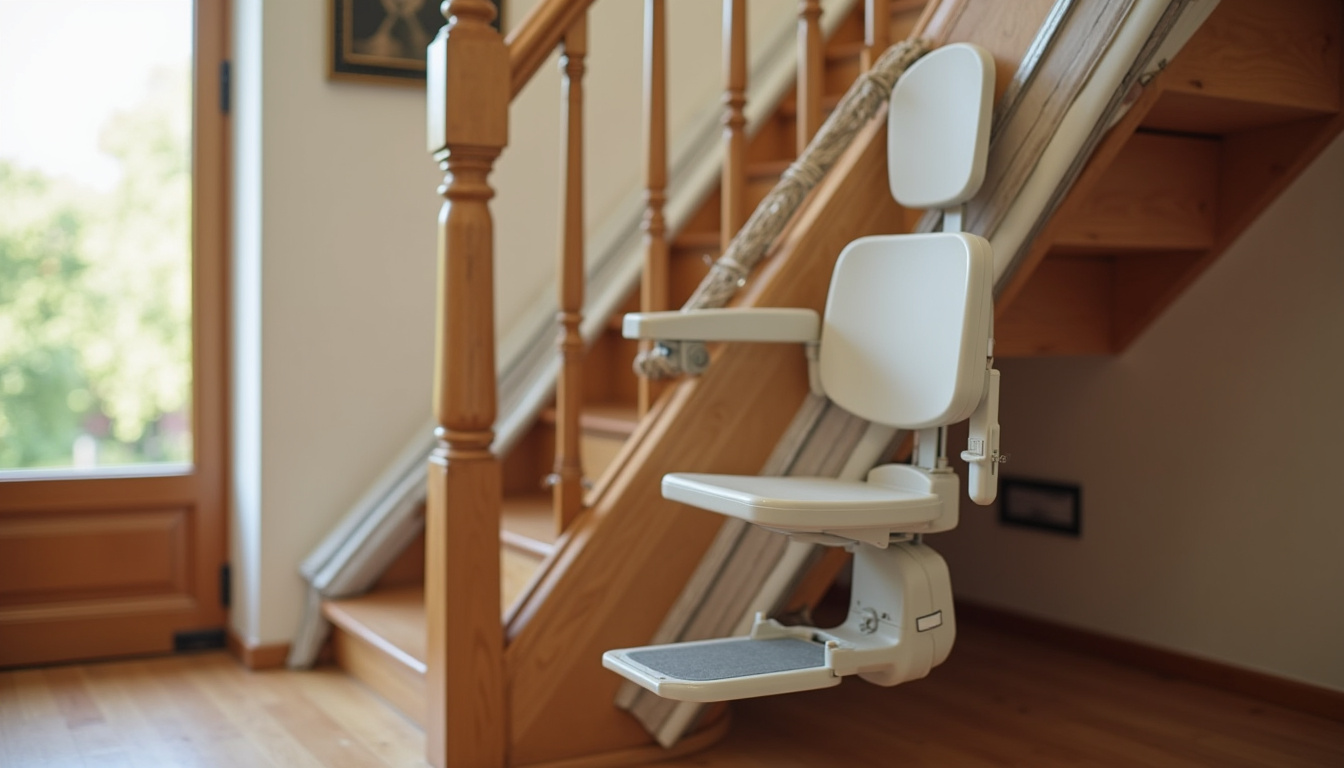 Monte-escalier intérieur installé dans une maison traditionnelle de Crécy-sur-Serre