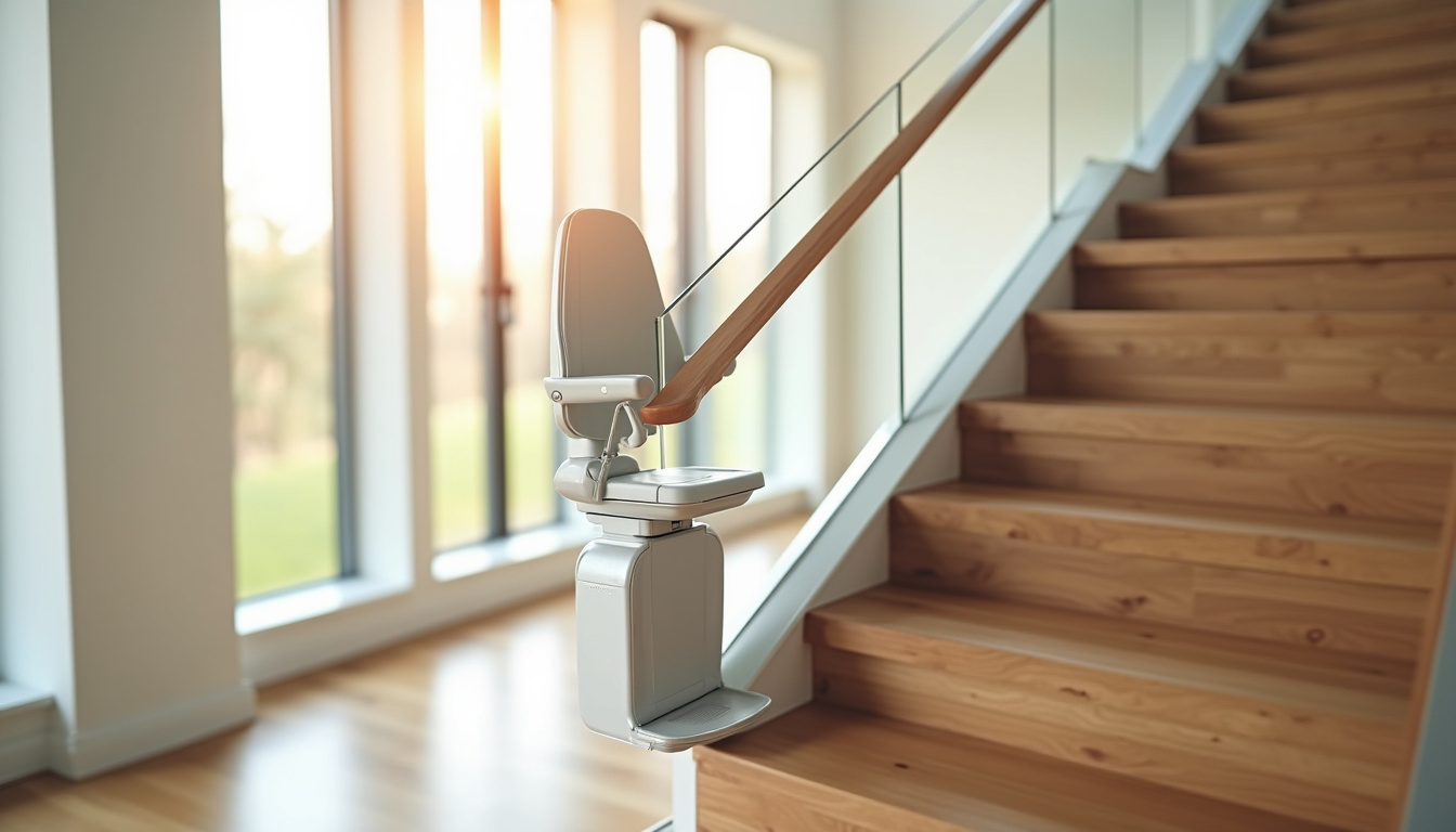 Monte-escalier intérieur intégré dans une maison moderne à Grandchamp-des-Fontaines