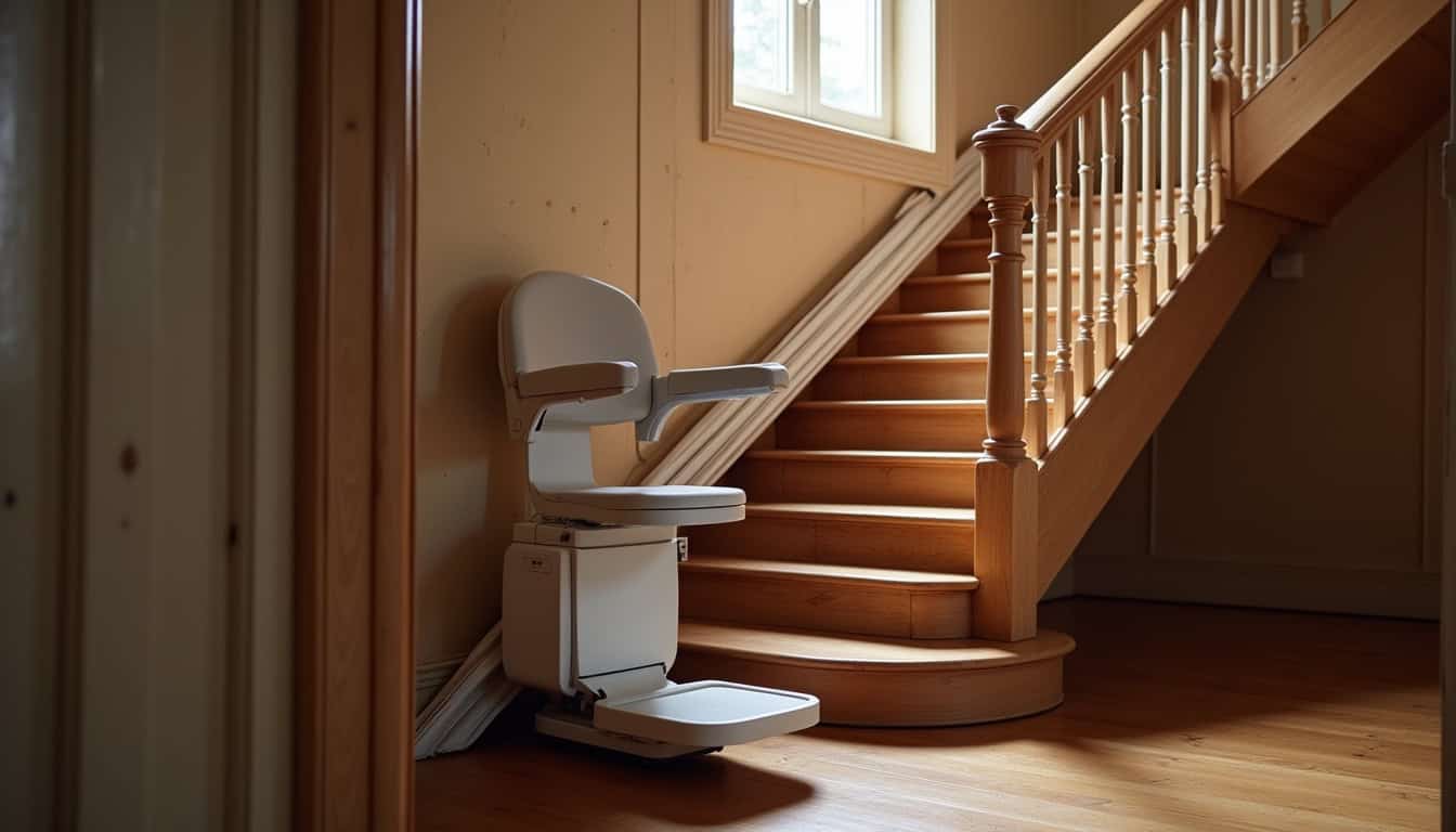 Monte-escalier intérieur moderne installé dans une maison ancienne de Cappelle-en-Pévèle