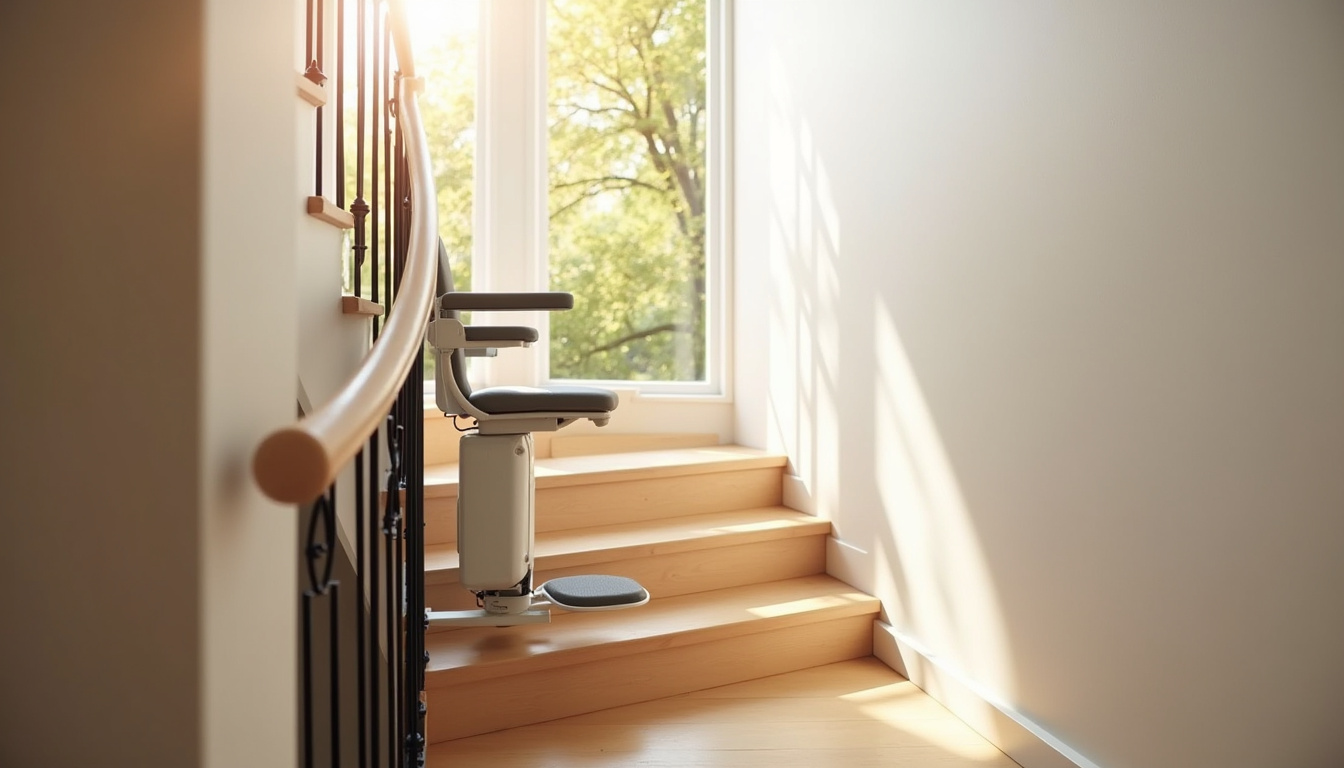Monte-escalier monorail installé dans une maison à Saint-Georges-d
