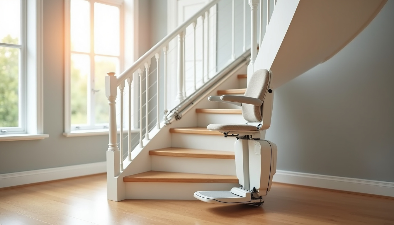 Monte-escalier tournant en cours d