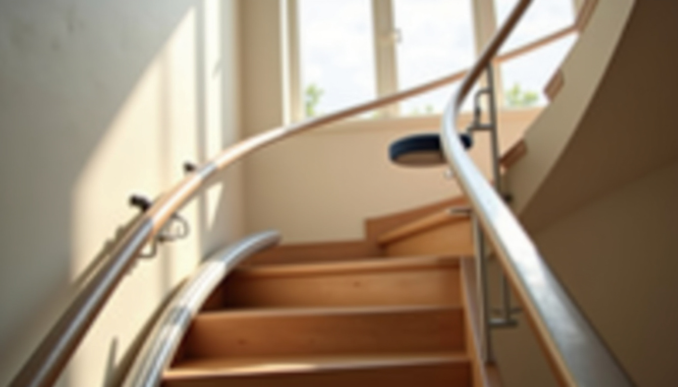 Monte-escalier tournant en cours d