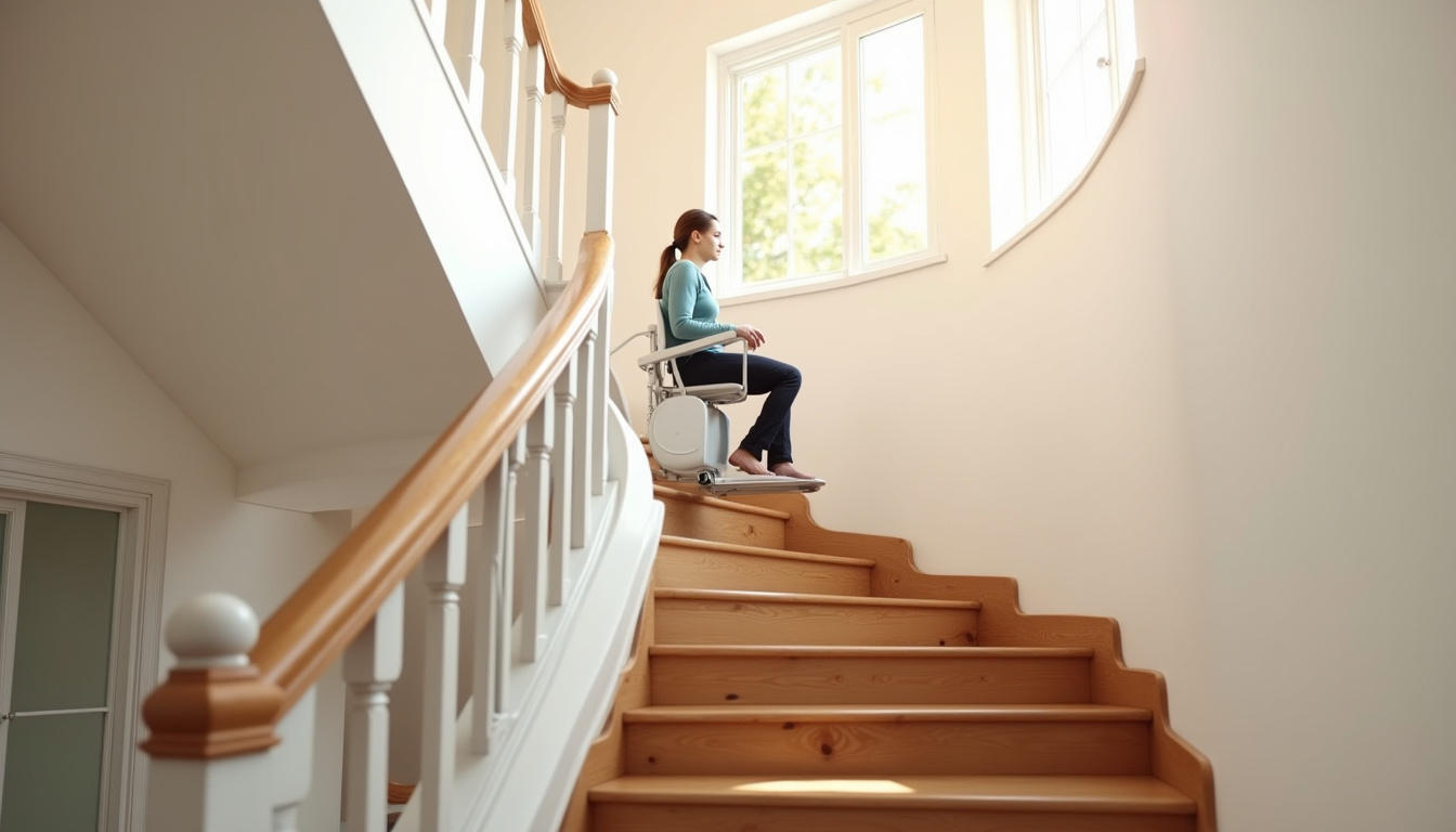 Monte-escalier tournant en cours d