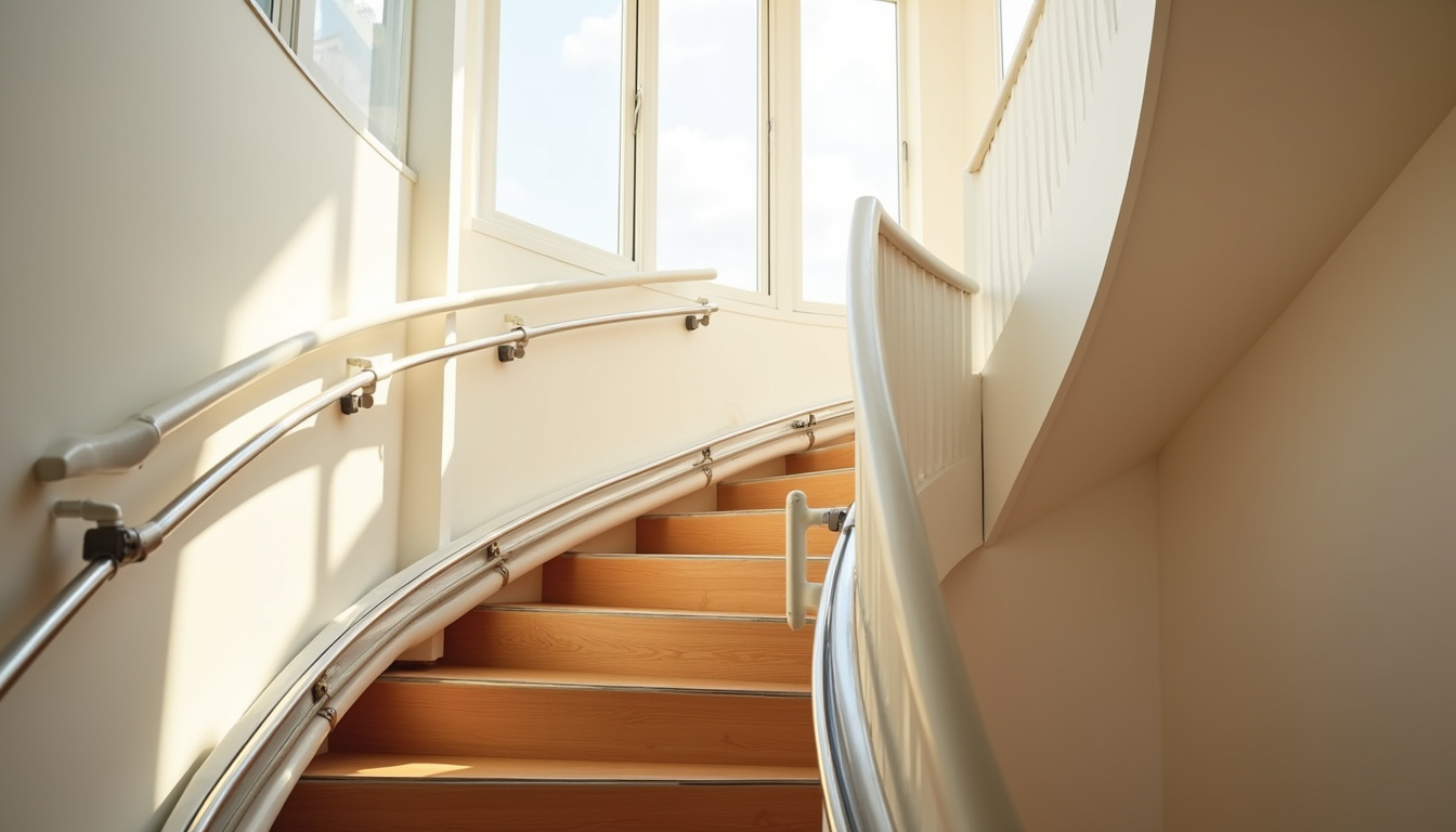 Monte-escalier tournant en cours d