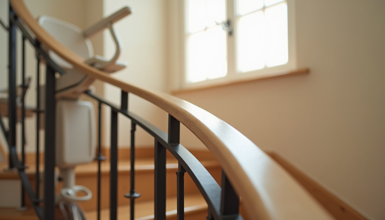 Monte-escalier tournant en cours d