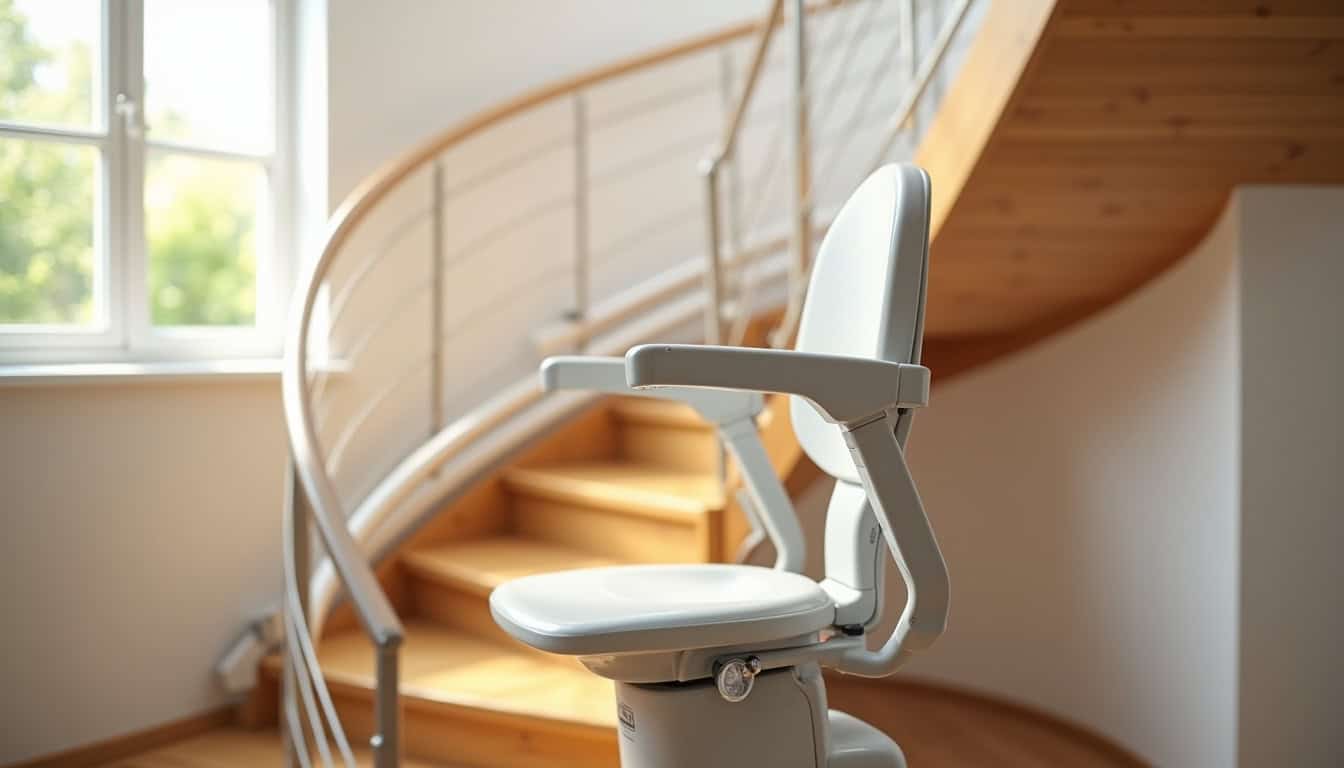 Monte-escalier tournant en cours d