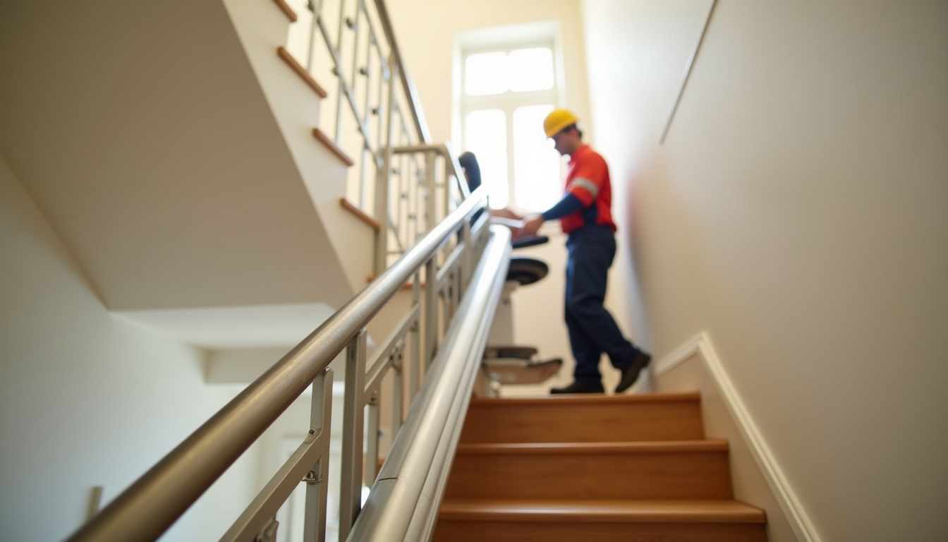 Monte-escalier tournant installé dans une maison à Dives-sur-Mer