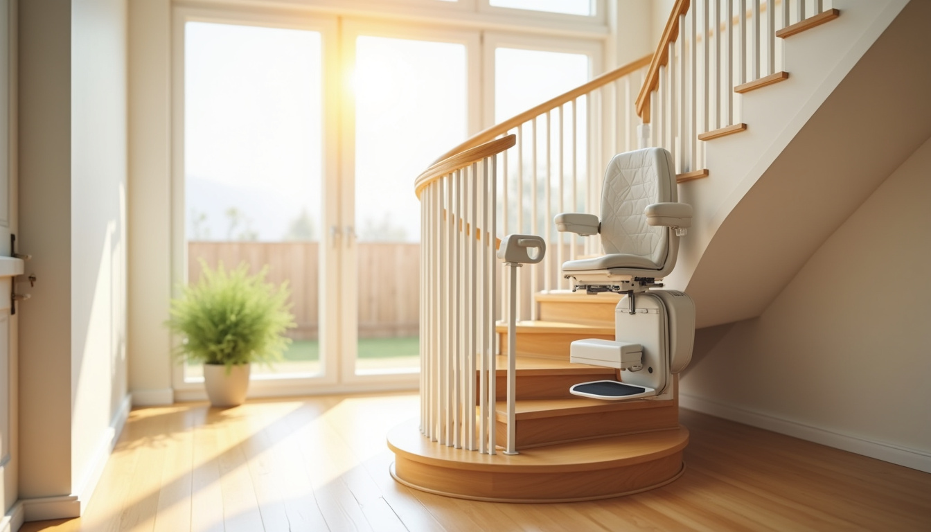 Monte-escalier tournant installé dans une maison à La Jarne