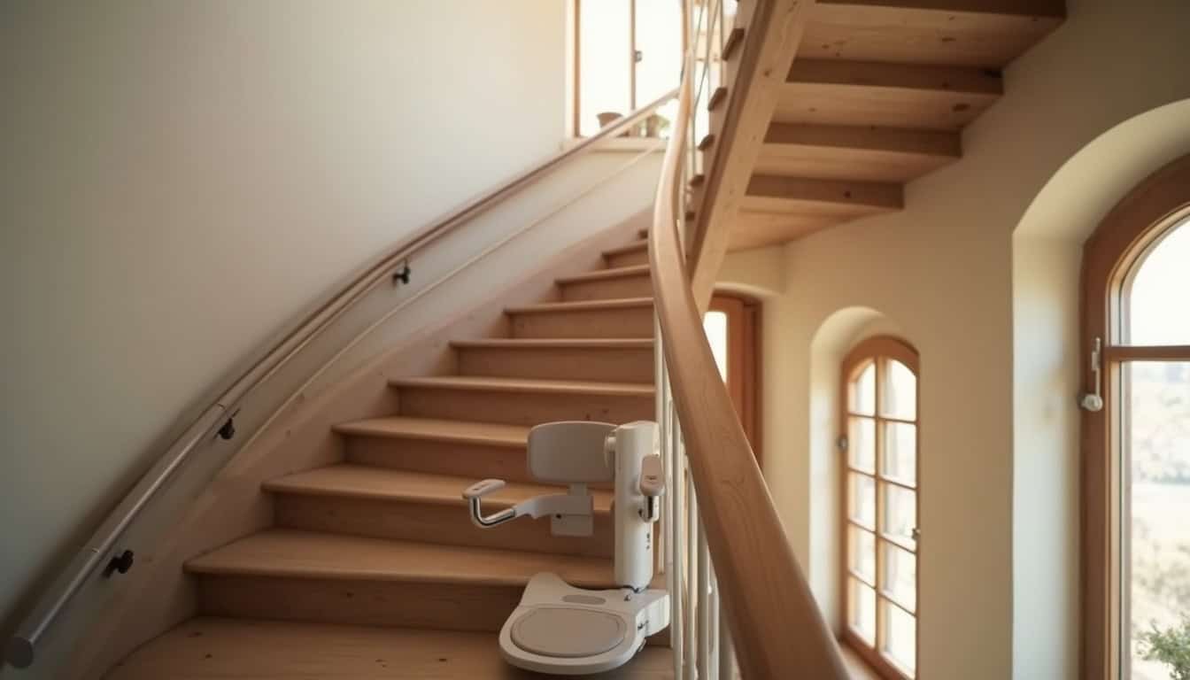 Monte-escalier tournant installé dans une maison à Salvagnac, escalier en colimaçon