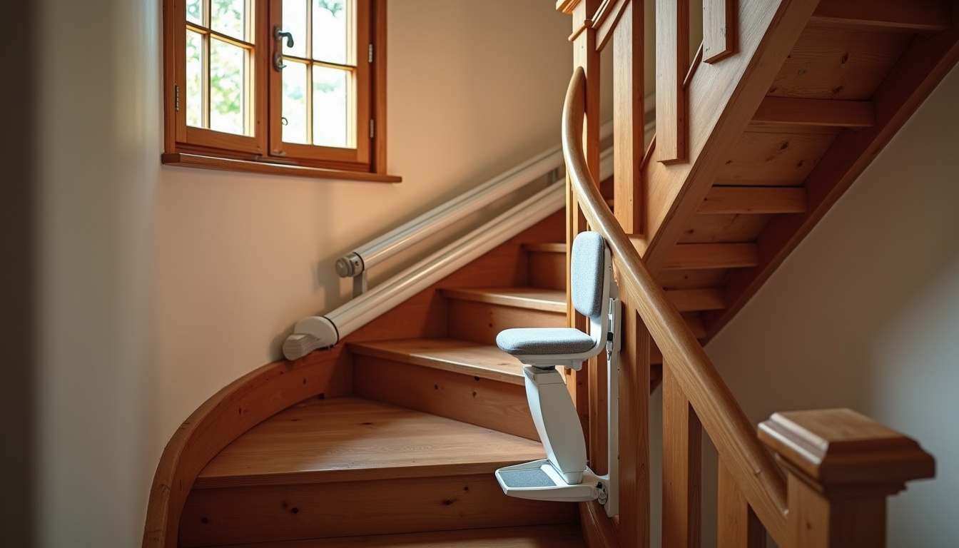 Monte-escalier tournant installé dans une maison alsacienne à Saverne