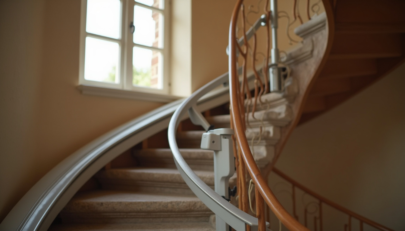 Monte-escalier tournant installé dans une maison ancienne à Plougasnou