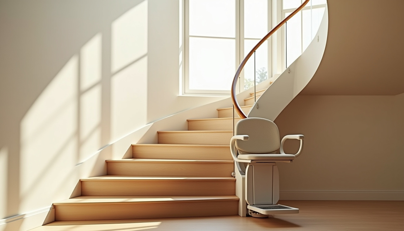 Monte-escalier tournant installé dans une maison avec virage à Courville-sur-Eure