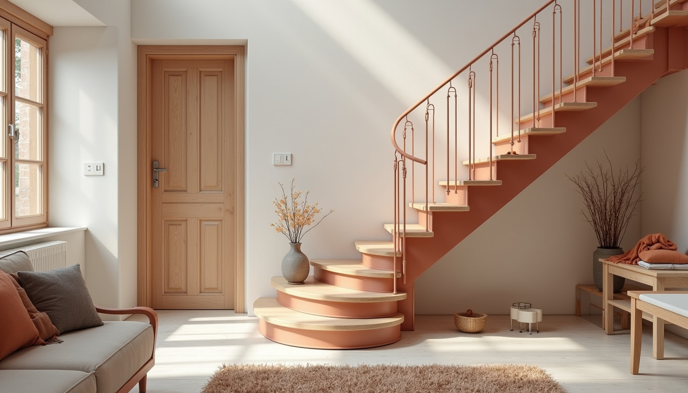 Monte-escalier tournant installé dans une maison bretonne à Landunvez