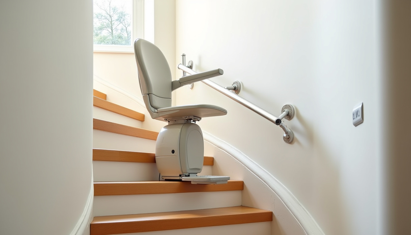 Monte-escalier tournant installé sur un escalier en colimaçon à Hazebrouck