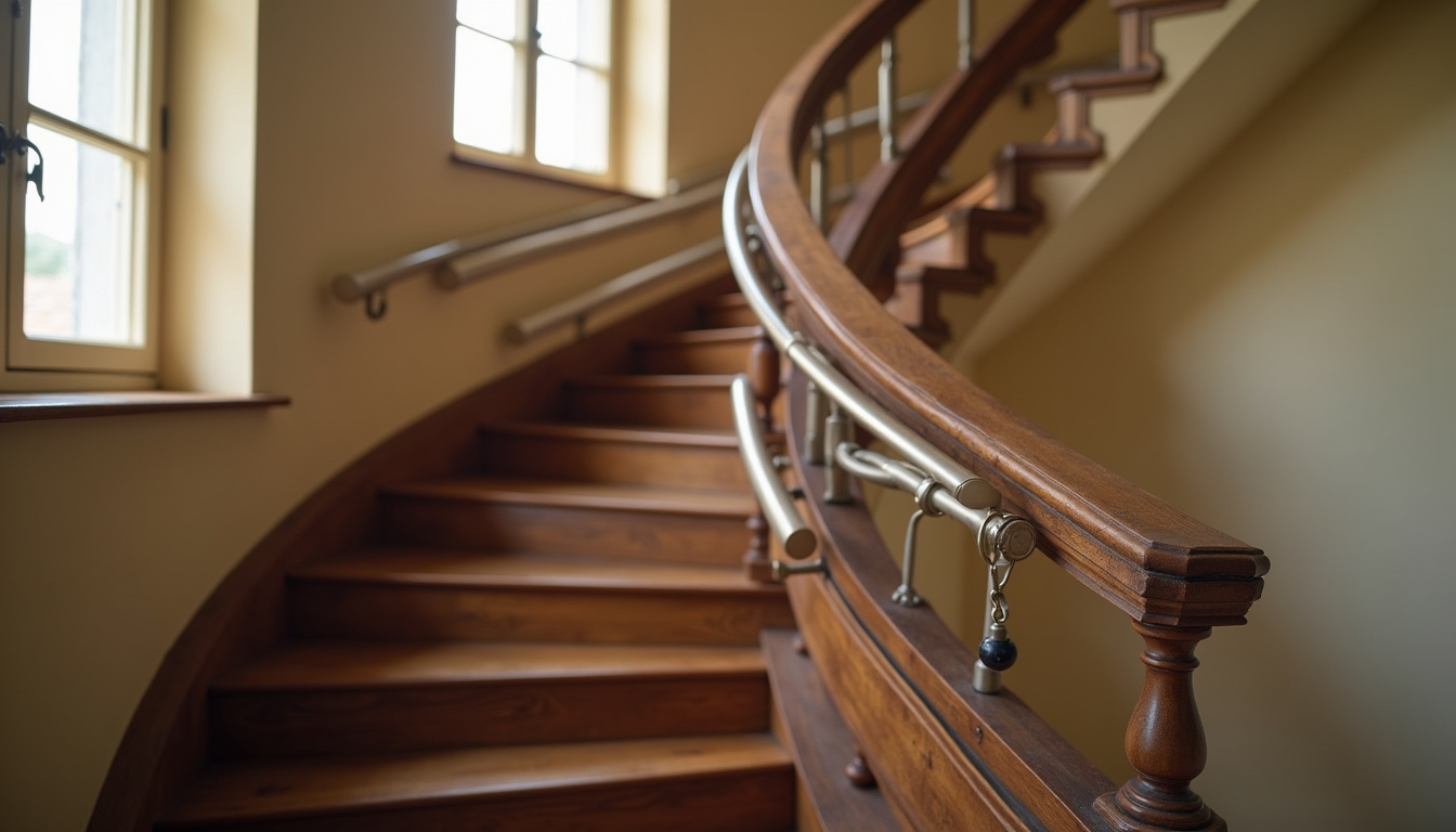 Monte-escalier tournant sur mesure installé dans une maison ancienne à Mollégès