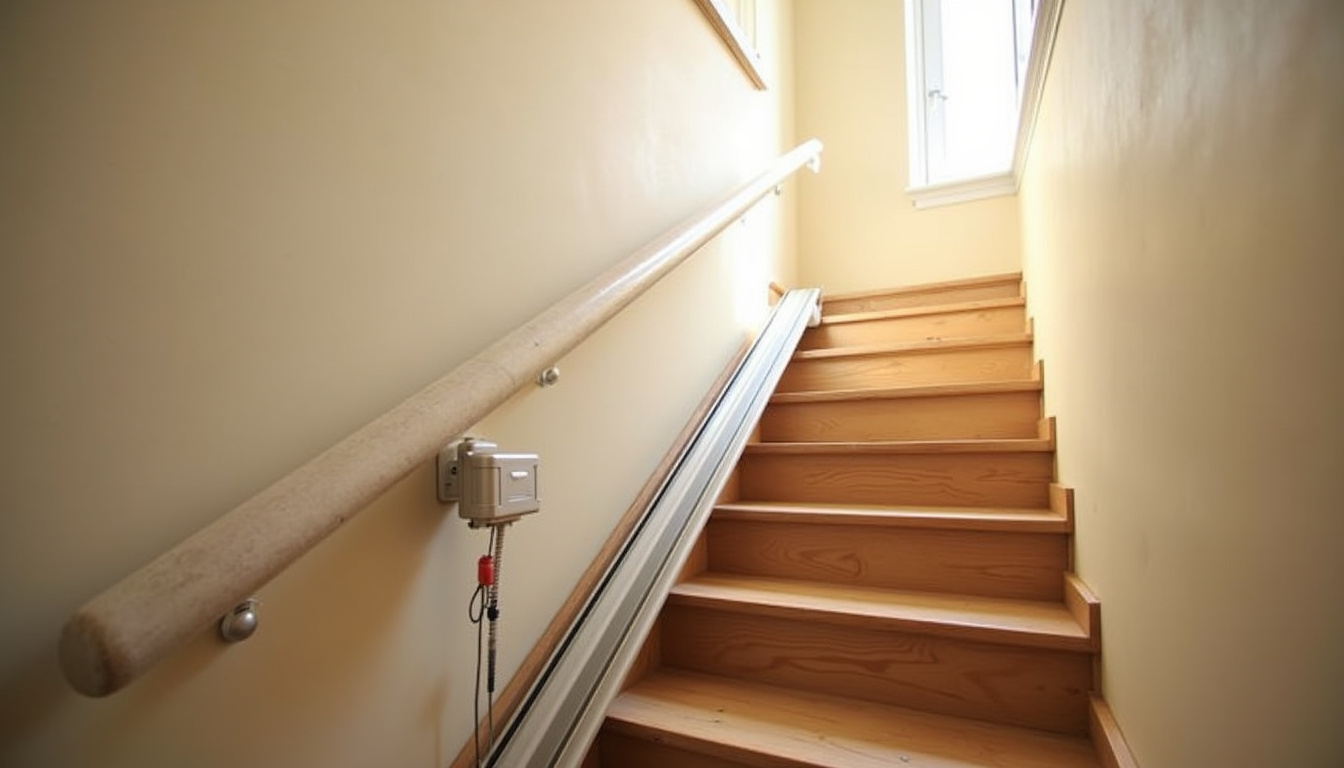 Photographie d’un monte-escalier installé dans une maison à Villenauxe-la-Grande