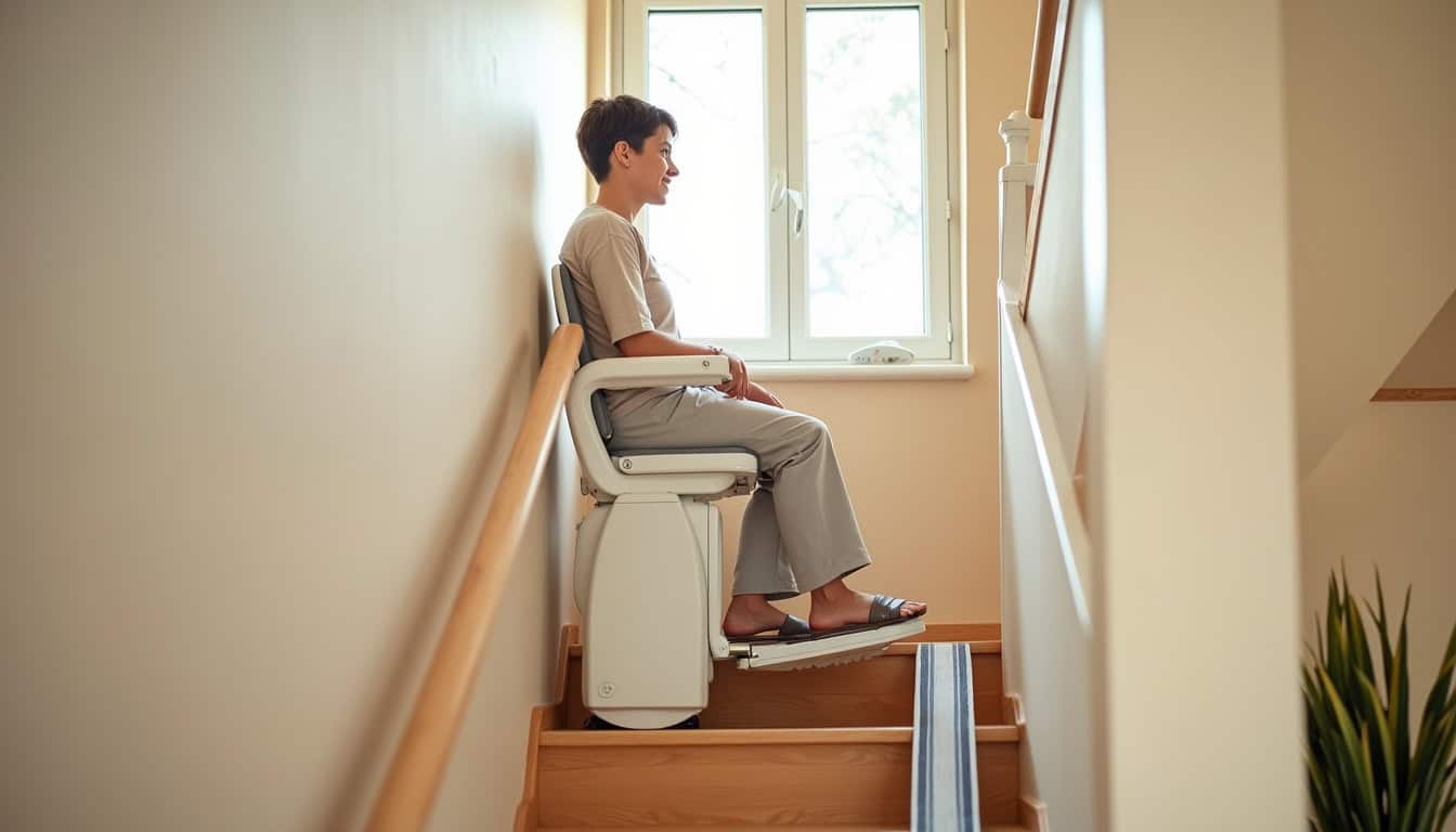 Plateforme élévatrice installée dans une maison à Forcé pour faciliter l’accès aux étages