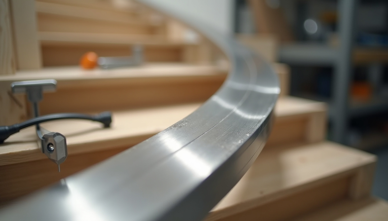Rail de monte-escalier sur mesure en cours de fabrication