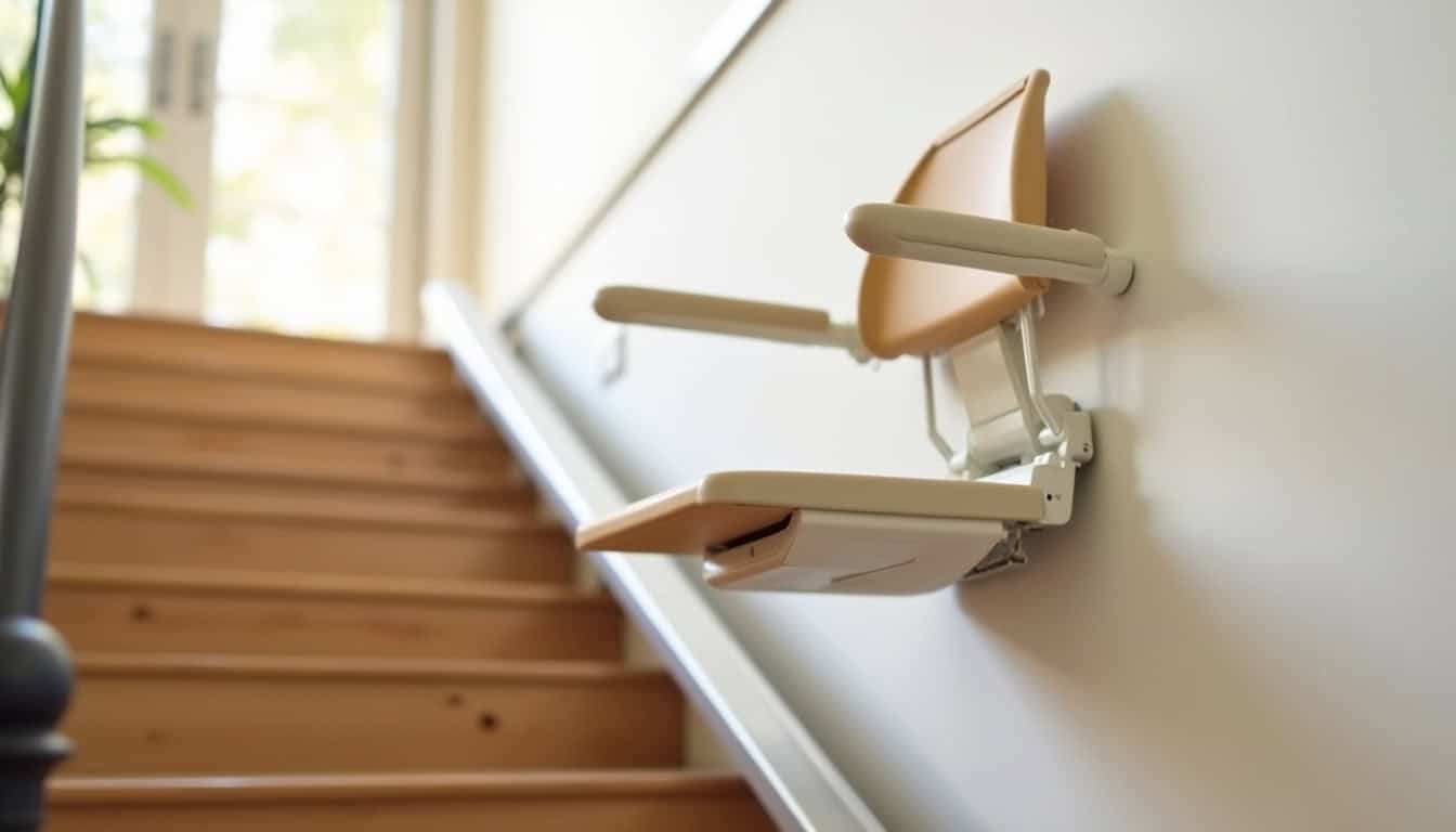 Siège de monte-escalier replié pour gagner de la place dans l