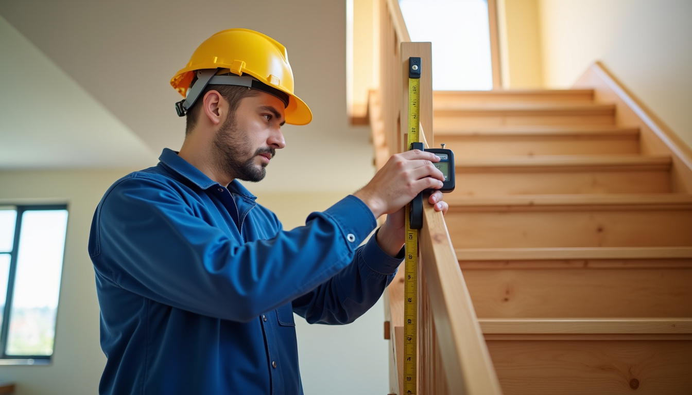 Technicien effectuant une évaluation sur un escalier pour l