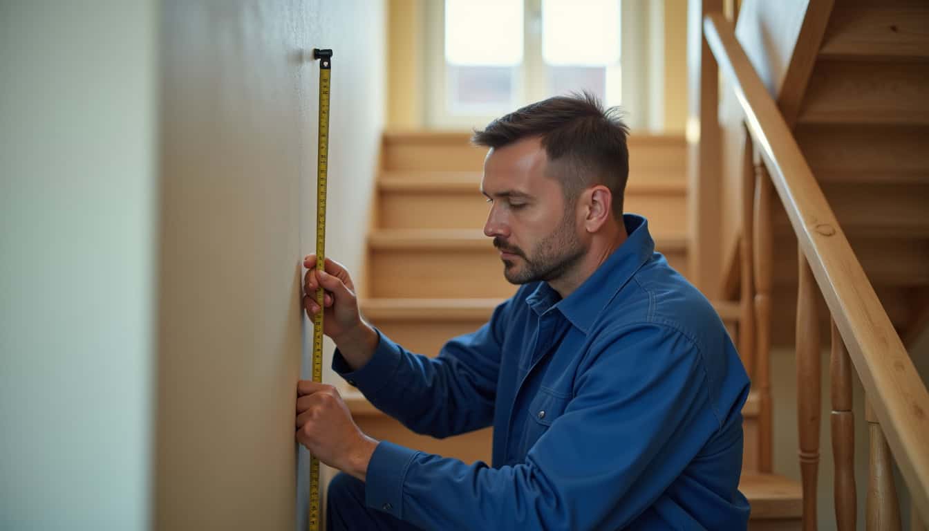 Technicien en train de mesurer un escalier droit pour l