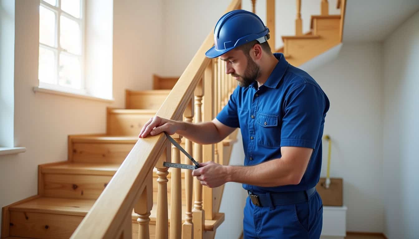 Technicien en train de mesurer un escalier lors d