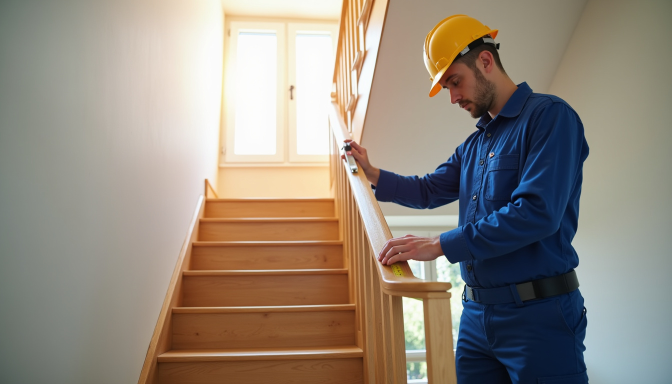 Technicien en train de mesurer un escalier lors d