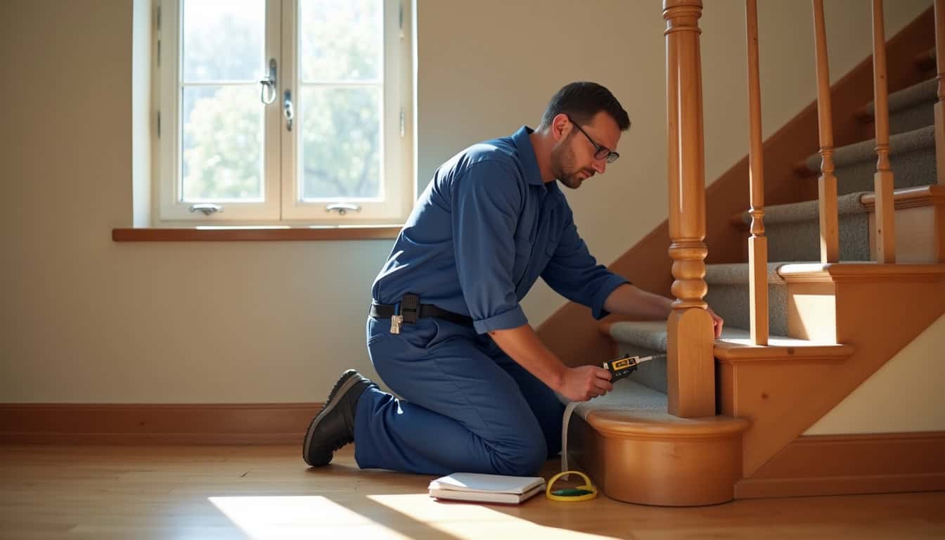Technicien en train de mesurer un escalier pour l