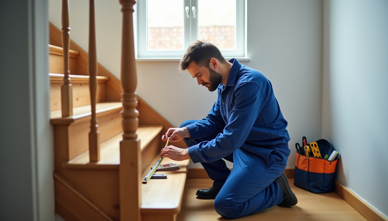 Technicien en train de mesurer un escalier pour l