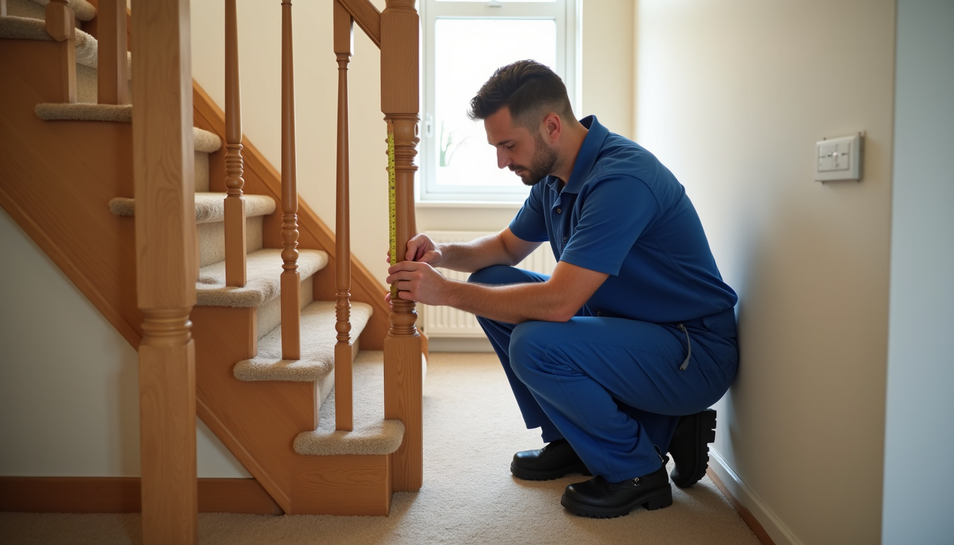 Technicien en train de mesurer un escalier pour l