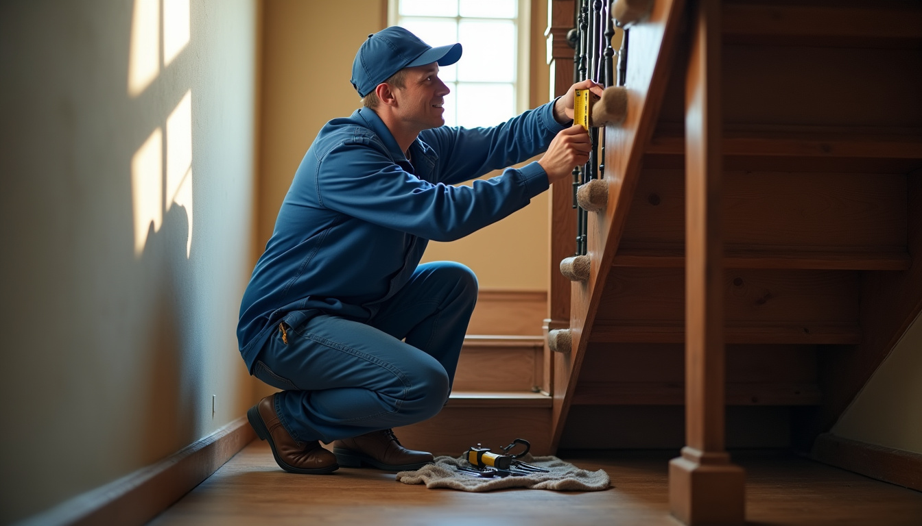 Technicien en train de mesurer un escalier pour l