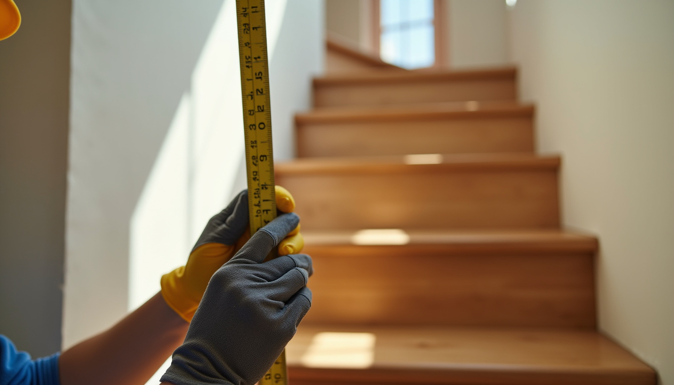 Technicien en train de mesurer un escalier pour l