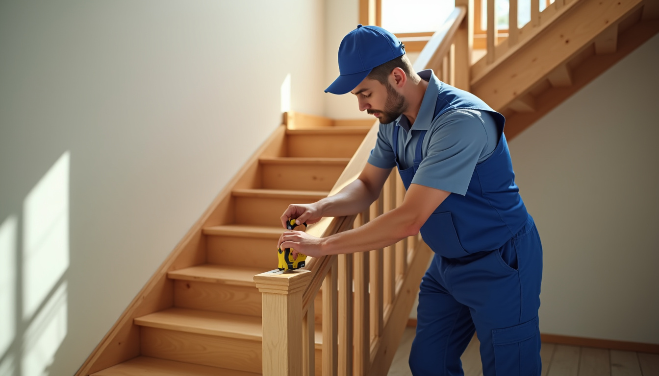 Technicien en train de mesurer un escalier pour l