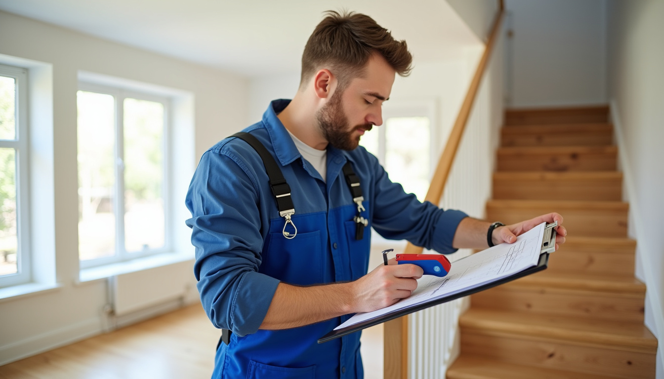 Technicien en train de prendre les mesures d