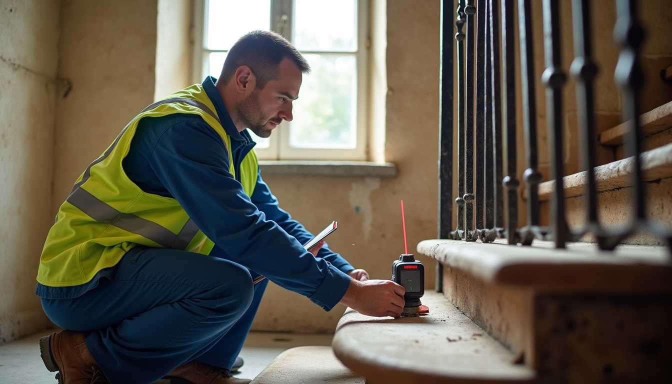 Technicien en train de prendre les mesures d