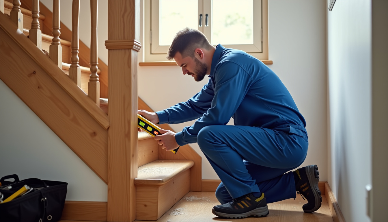 Technicien en train de réaliser une visite technique pour un monte-escalier