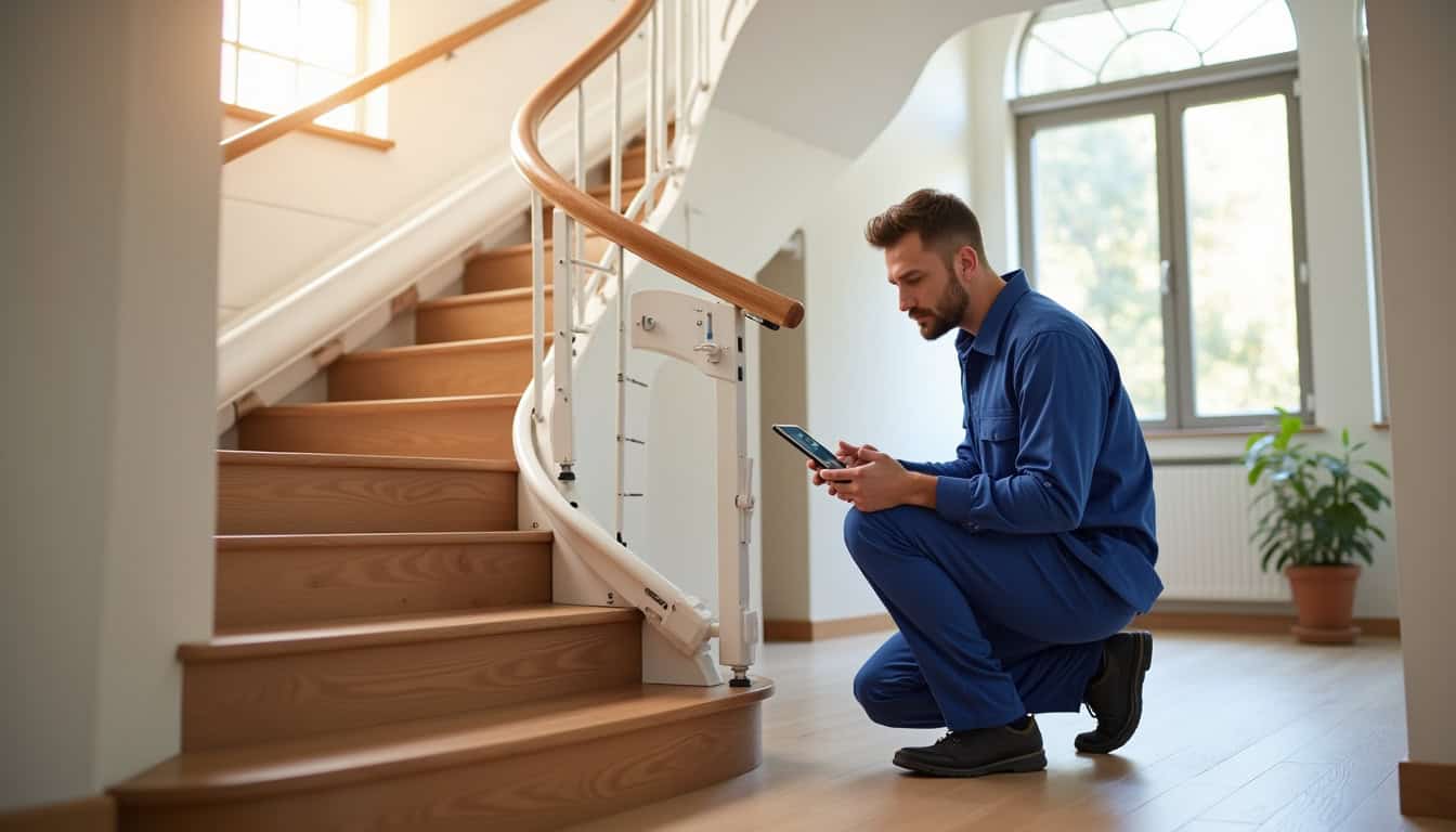 Technicien en uniforme en train de vérifier le fonctionnement d